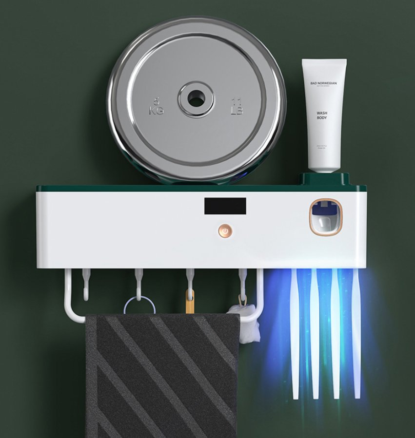 Disinfection and Sterilization Wall-Mounted Cup Toothbrush Holder Punch-Free Storage Rack Toothbrush Sterilizer