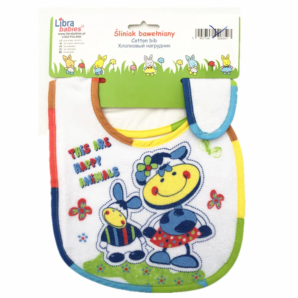 OEM Custom Logo Printed Promotional Advertising Cotton Terry Baby Bib Adjustable Drool Bibs