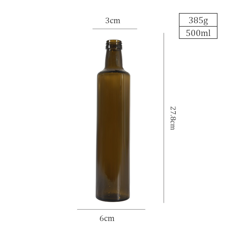 500ml Round Glass Olive Oil Bottle Vinegar Glass Dispenser with Ropp Lid