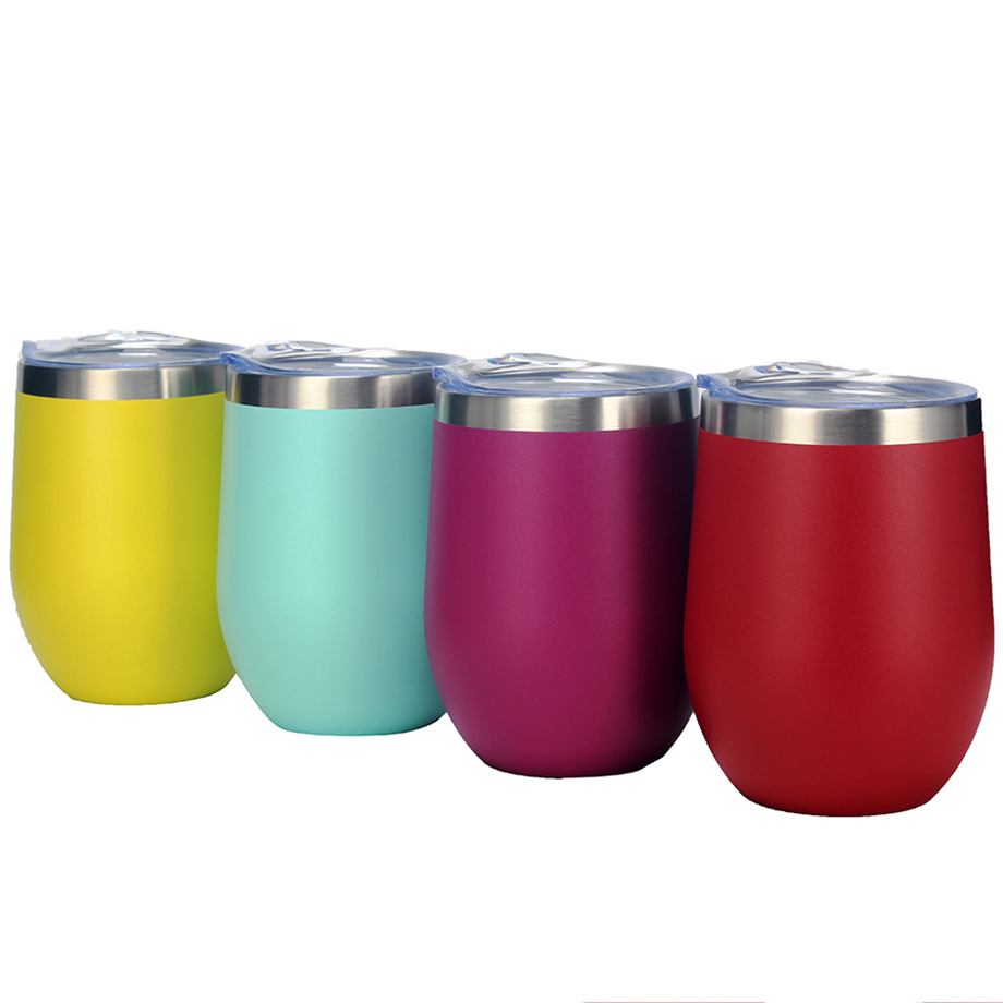 Wholesale Blank Sublimation Travel Coffee Mug 12oz Double Wall Stainless Steel Wine Tumbler Egg Shape