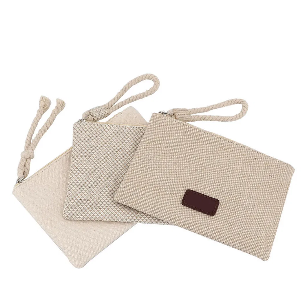 Customized Logo Storage Bag Natural Cotton and Flax Washing Make up Bag Accept OEM/ODM Cosmetic Bag