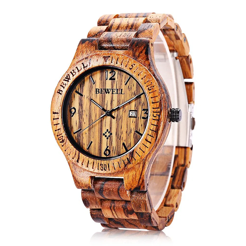 New Design Factory Directly Supply Fashion Stock Item Bewell Luxury Eco-Friendly Wooden Gifts Men Wrist Watch