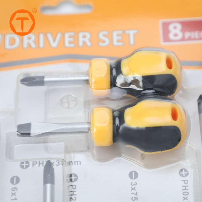 Portable Handy Tools 8PCS Magnetic Tip Screwdriver Set with Cushion Grip