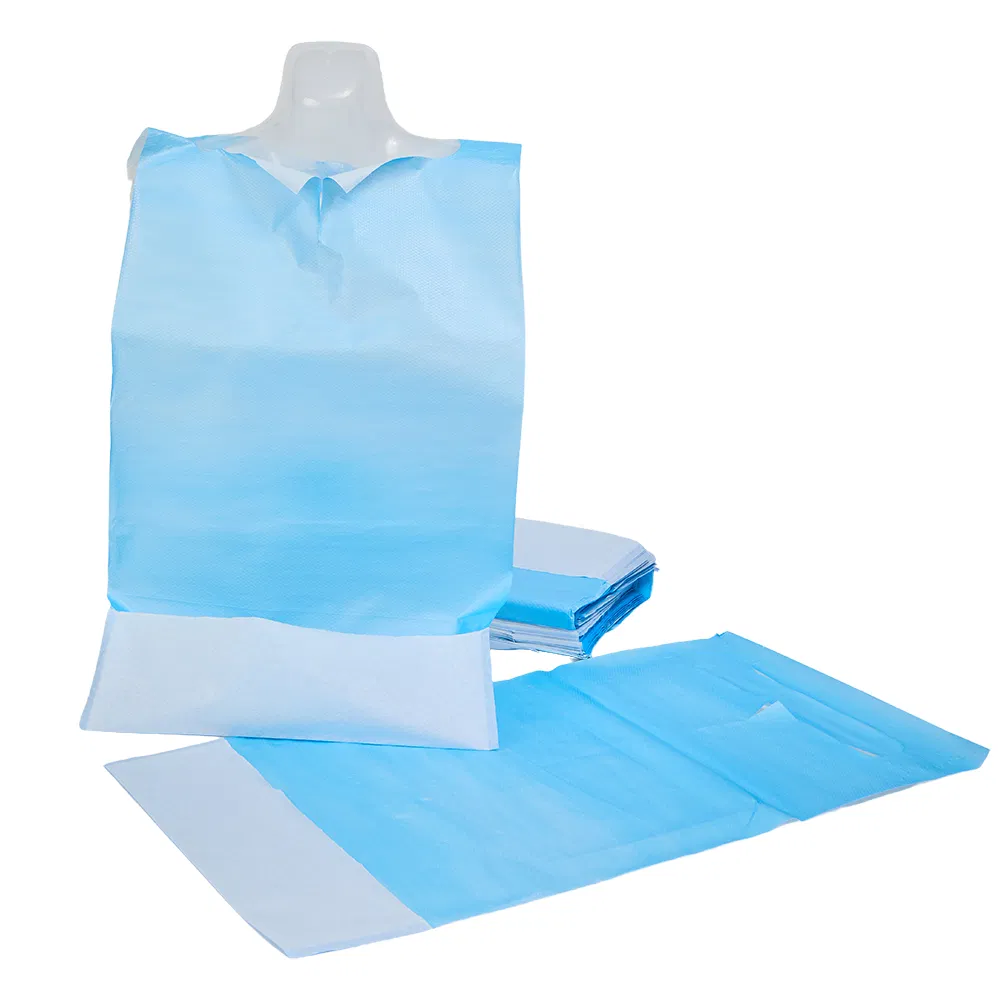 Disposable Medical Bibs for Adults & Elderly - Waterproof PE/PVC & Soft Non-Woven Fabric, Nursing, Feeding, Dental Clinic Use