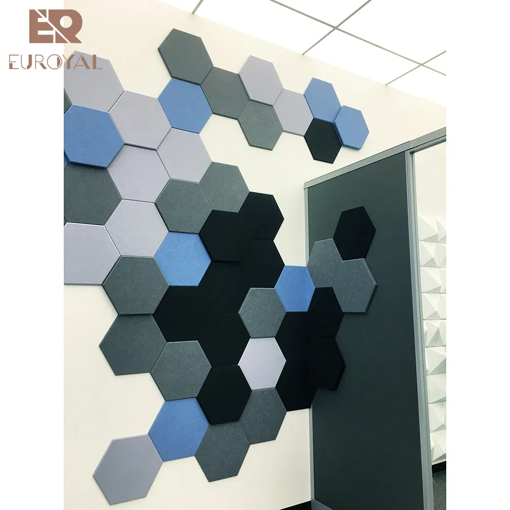 Decorative Soundproof Hexagon Wall Panel Pet Felt 100% Polyester Fibre Acoustic Pane