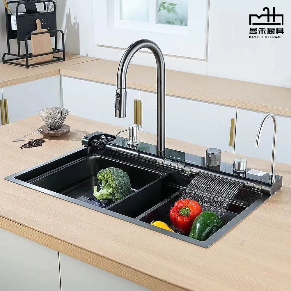 Luxury Smart Waterfall Sink Nano Stainless Steel Single Intelligent Kitchen Sink