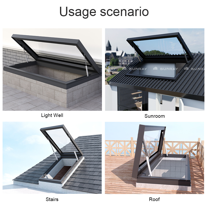 Flat Roof and Electrically Hinged Skylight Fixed Skylight