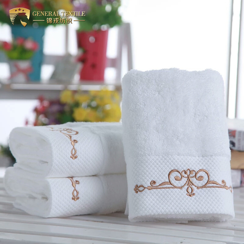 100% Cotton White Color Hotel Embroidery Towel Set (JRD271)