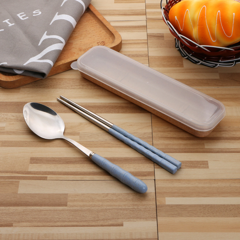 Reusable Fork Spoon Chopsticks Set with Case Travel Wbb21166