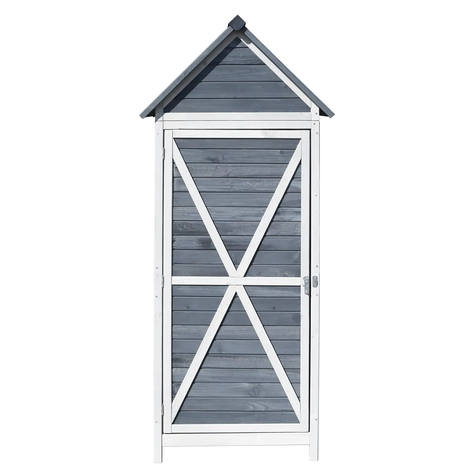 Garden Storage Cabinet in Grey Wood, 77 X 53 X 179 Cm