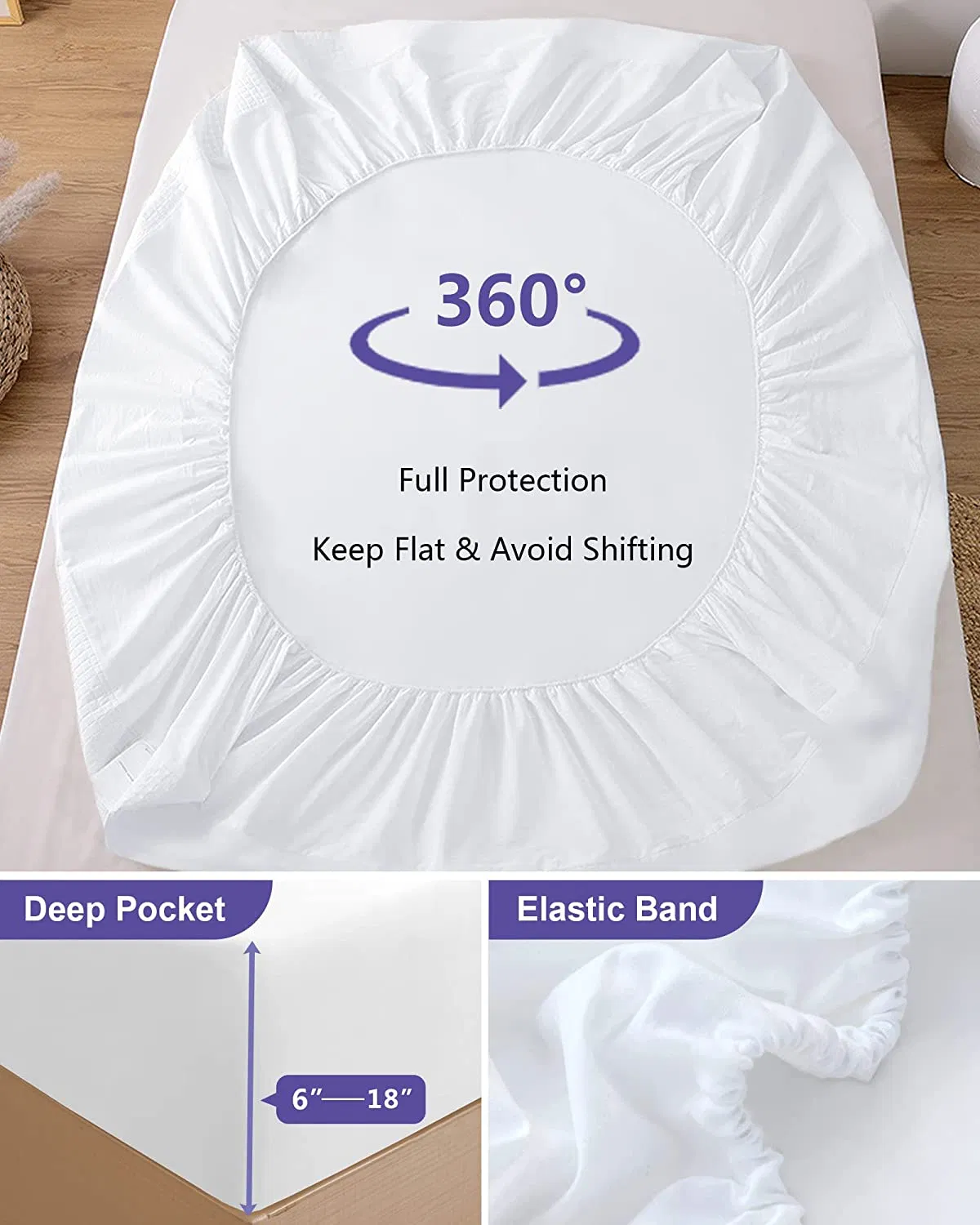 Saferest Queen Size Premium Hypoallergenic Waterproof Mattress Protector - Vinyl Free