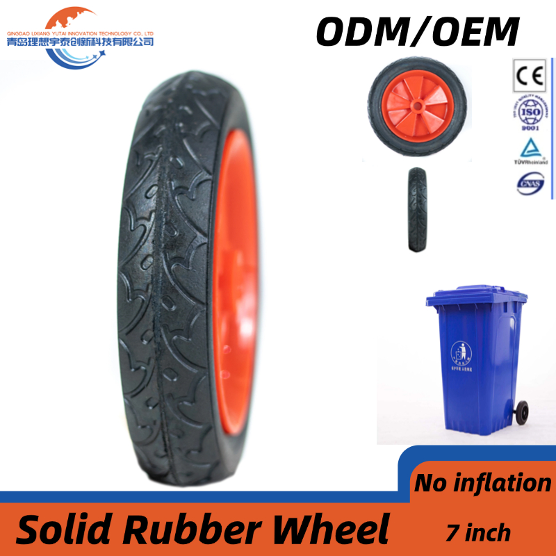 Garbage Bin Wheel 7inch Solid Rubber Wheel with Plastic Rim