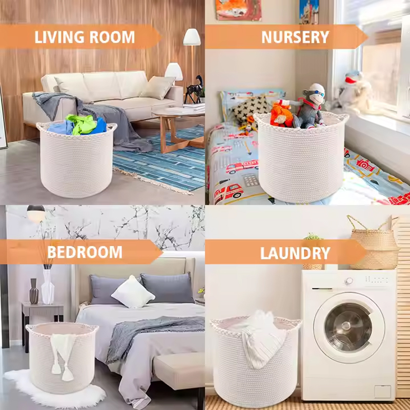 New Wholesales Cotton Rope Storage Basket Woven Storage Cotton Rope Basket for Toy