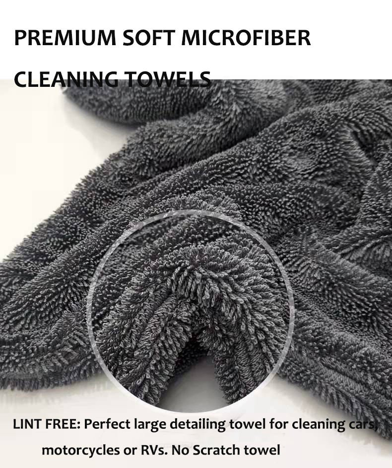 Microfiber 1200 GSM Wash Car Care Cloths Cleaning Twisted Loop Drying Towels