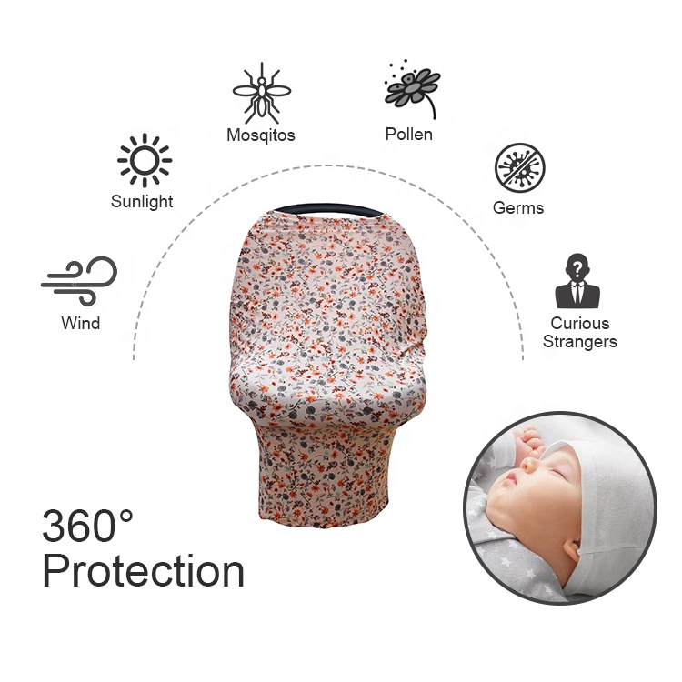 The Second New Pattern Elastic Rayon with Spandex Material Baby Nursing Cover Nursing Baby Car Seat Cover