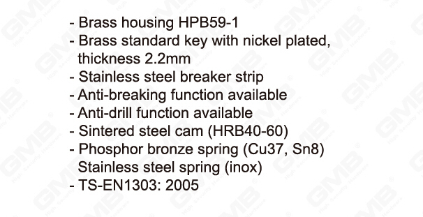 En1303 High Security Profile Brass Door Lock Cylinder (GMB-CY-34)