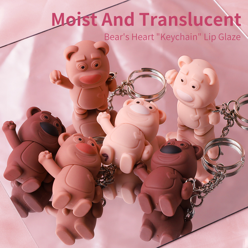 Makeup Lovely Keychain Bear Lip Mud Non-Stick Cup Matte Mist Lip Gloss
