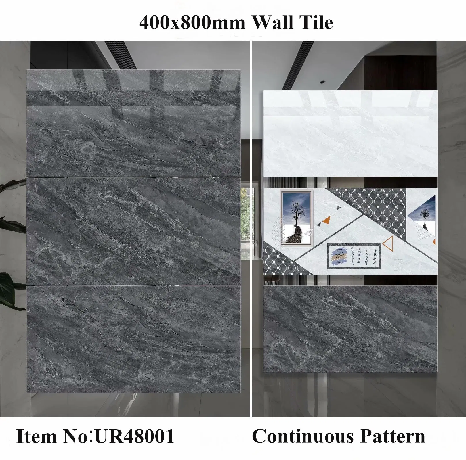 China Foshan New Design Building Material Decoration 400X800mm Glazed Porcelain Ceramic Bathroom Floor Wall Tile