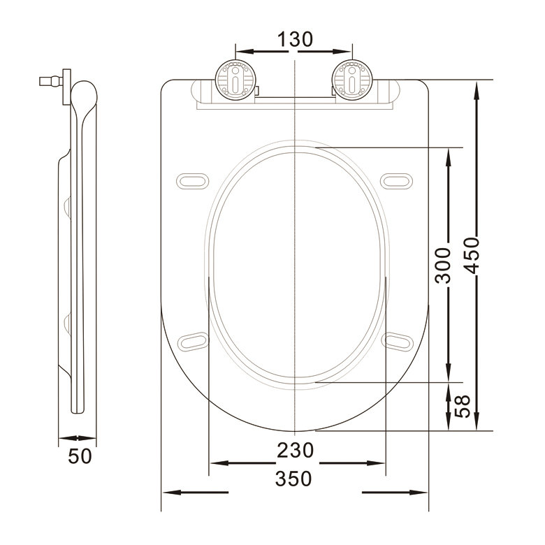 Fashion PP Soft Close Square Toilet Seat