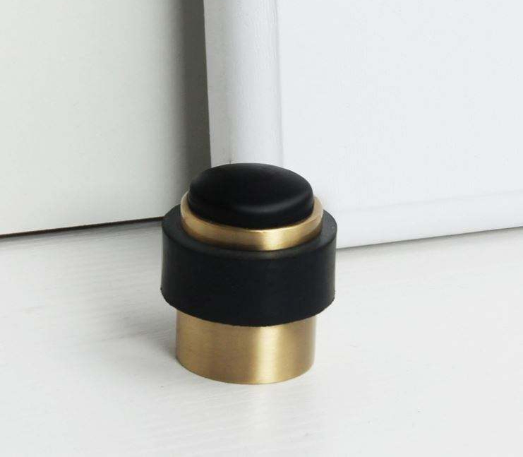 Rubber Wedge, Stainless Steel Floor Door Stop Hardware Heavy Duty Door Stop Gold Cushion Rubber Wall Mount Door Stopper