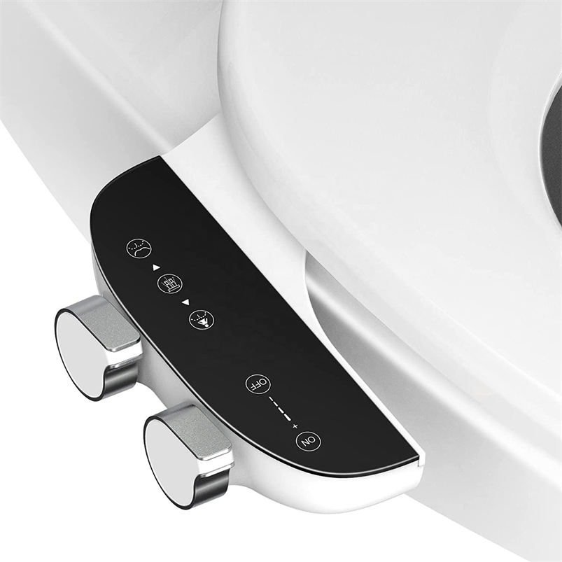 Non-Electric Toilet Attachment Dual Nozzles Easy Installation Ceramic White Finish Suitable for Women's Cleaning Ultra-Slim Toilet Seat Bidet