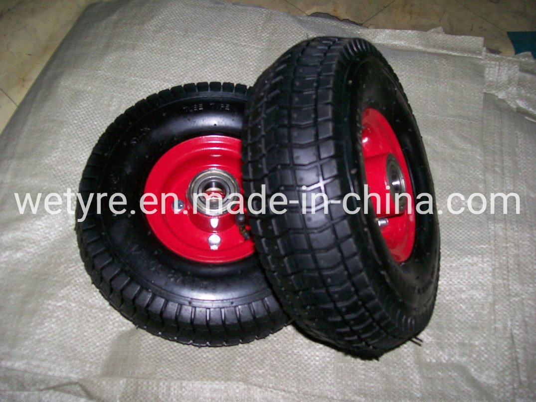 Most Popular Durable High Load Capacity Metal Rim Turf Tread Pattern Pneumatic Rubber Wheel (3.50-4)