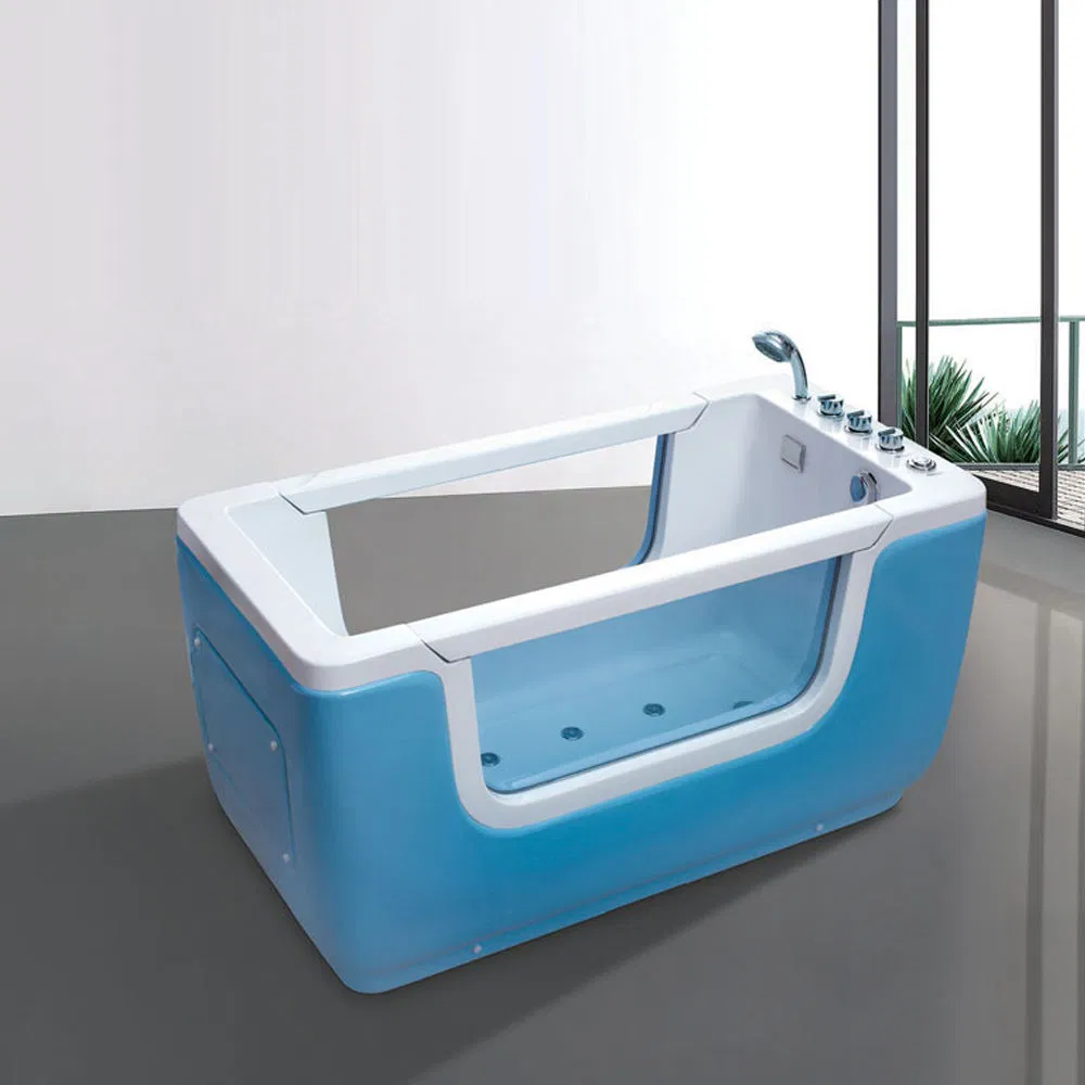 White and Green Colour Freestanding Tub Modern Design Baby Bathtub with Faucets