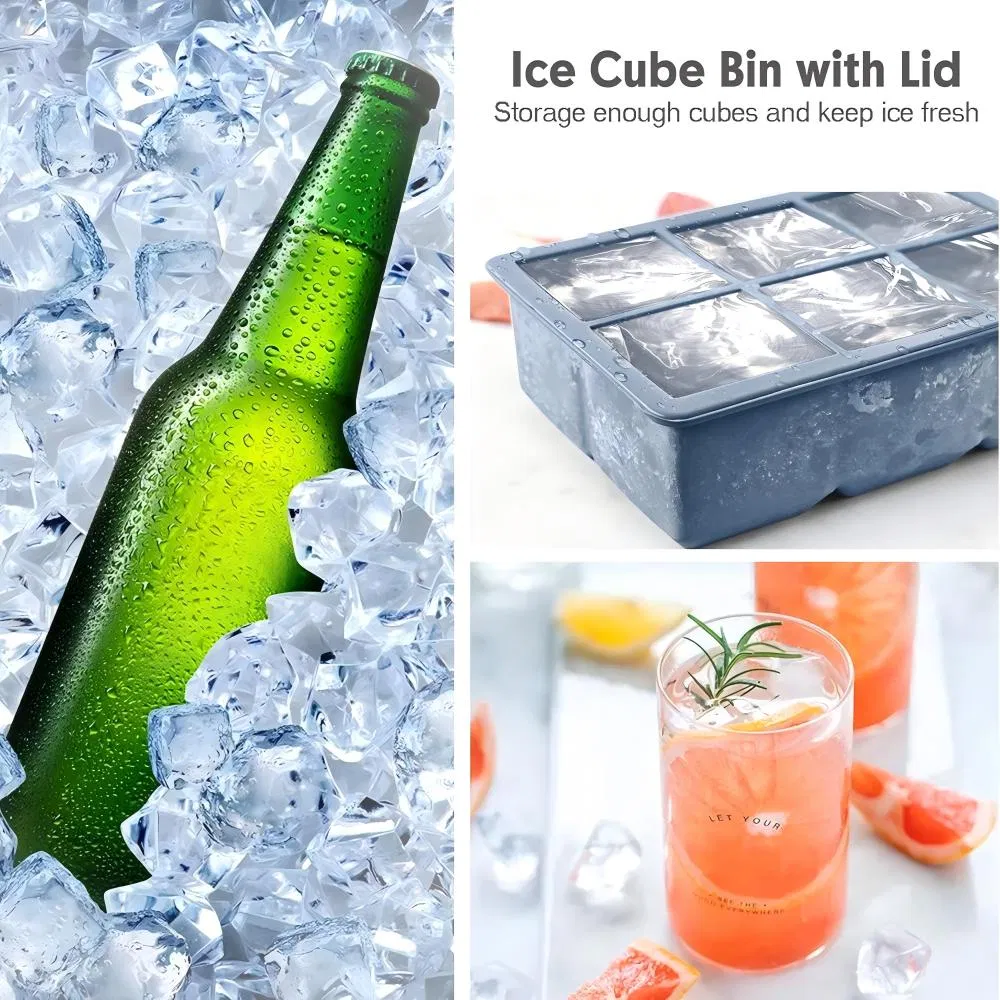 6 Grid Ice Luge Mold Silicone Ice Cube Trays Food Grade Silicone Mold for Ice Cube Making