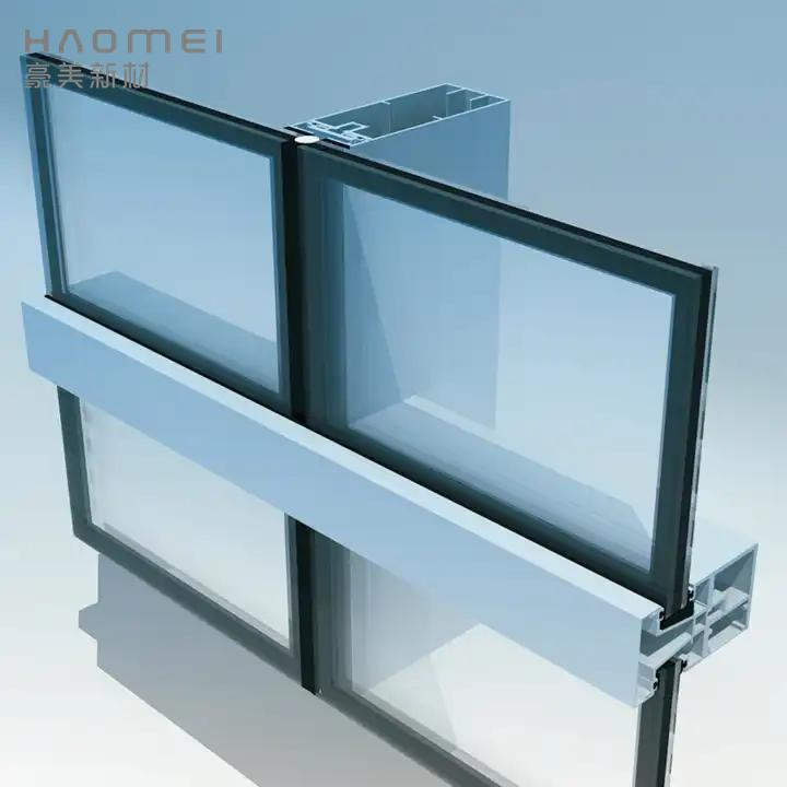 Haomei Skyscraper Building Insulated Glass Window Frame Hurricane Aluminum Curtain Wall