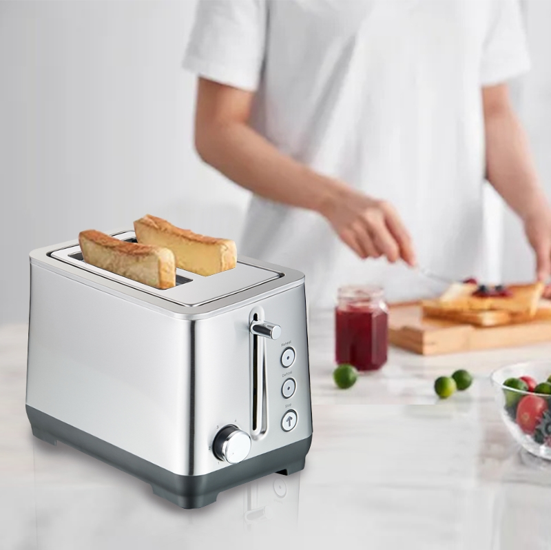 Modern Stainless Steel 2-Slice Toaster with Adjustable Browning Control
