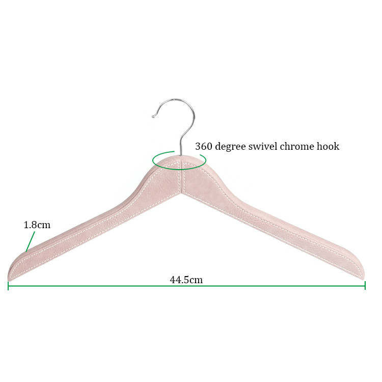 High-End Leather-Wrapped Coat Hanger, Rodless, Solid Wood, Non-Slip, and Mark-Free.