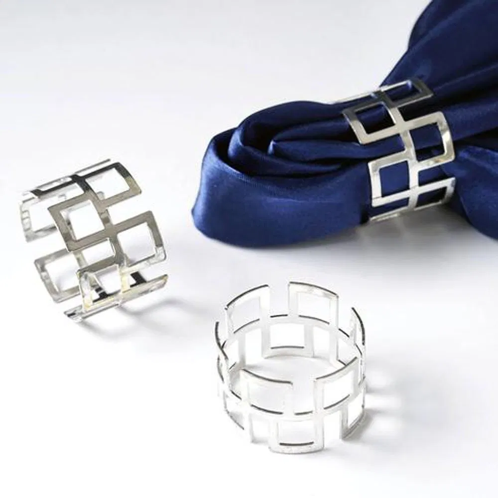 Metal Square Hollow Geometric Simple Gold Napkin Ring