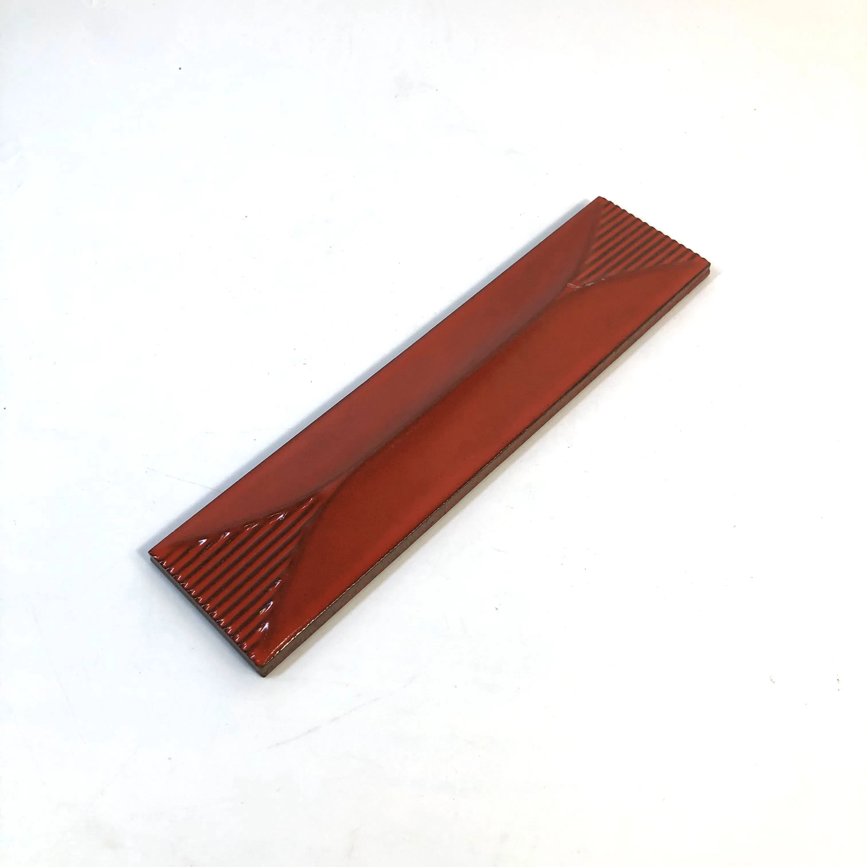 High Quality 3D Luxury Glazed Red Glossy Surface Ceramic Subway Tile for Wall Decoration Villa Hotel Project