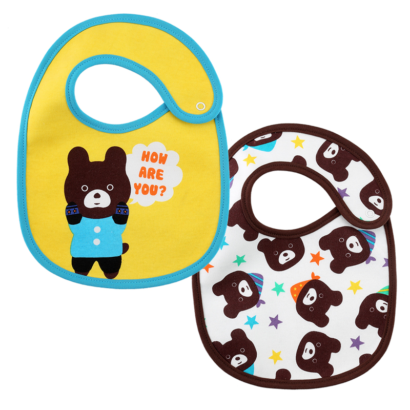 Terry Drool Cotton Bibs Waterproof Adjustable Button Closure Baby Bibs for Feeding, Drooling