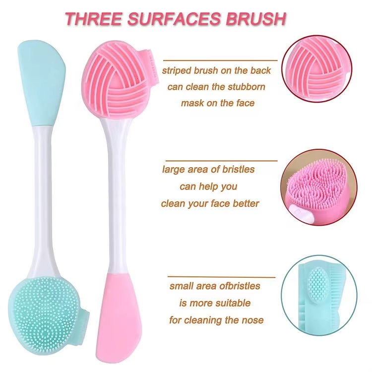 New Best Selling Eco-Life Customized Double Head Soft Silicone Face Mask Silicone Facial Cleansing Brush