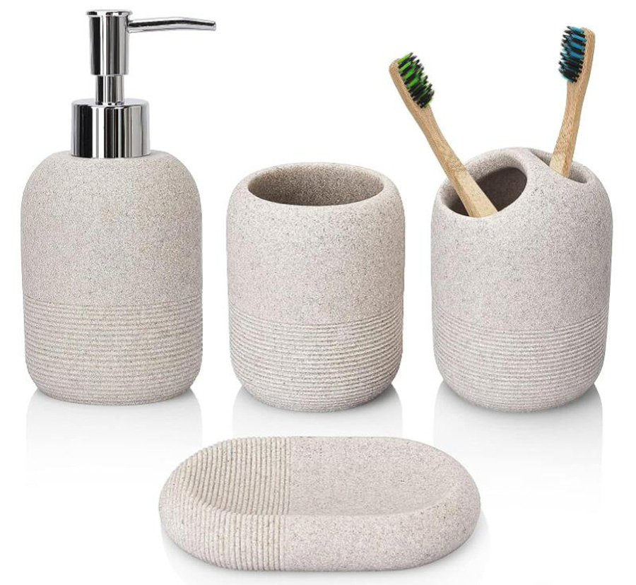 Soap Dispenser Toothbrush Holder Bathroom Tumbler Soap Dish Bathroom Accessory Set