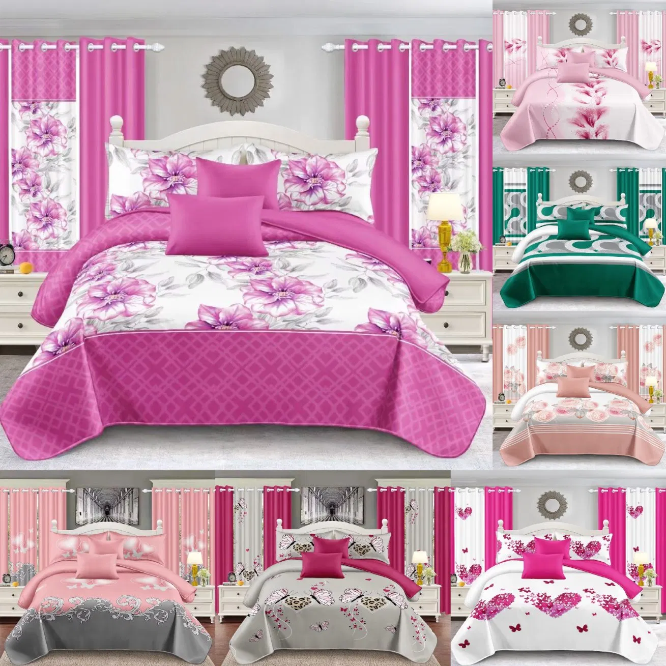 Customizable Guangdong Blue Bed Cover Printing Cotton Polyester Bed Sheets Pillowcase Colored Home Textile Quilted Bedspread Luxury Bedding Set