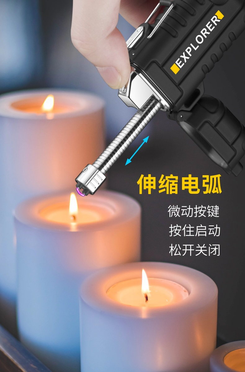 Customized Outdoor Windproof Waterproof Lighter USB Rechargeable Lighter Double Arc Lighter with flexible Neck