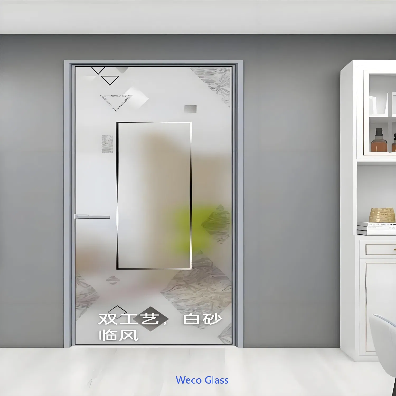 5mm 6mm 8mm OEM Size Tempered Patterned Acid-Etched Glass for Washroom Door