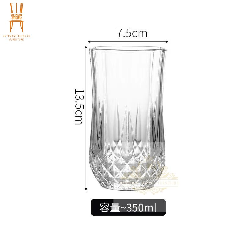 Wholesale Clear Vintage Diamond Carved Flute Lead-Free Goblet Champagne Glass Cup for Bar Use