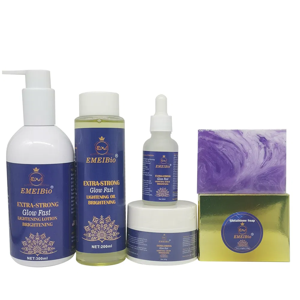 Rejuvenating Set for Whitening Five Piece Glutathione Vitamin C Serum Face Cream Soap Body Lotion Organic Body Whitening Skincare Set