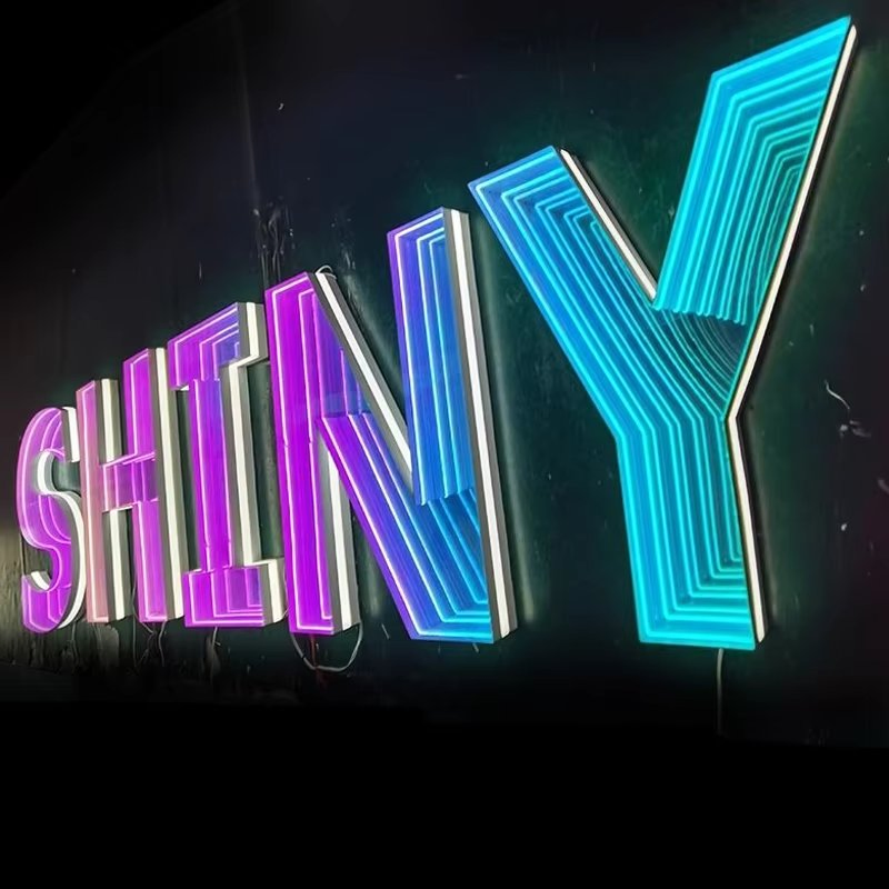 3D Abyss Mirror Neon Infinity LED Sign Custom Acrylic Glass Material for Home and Hotel KTV Track Letter Design