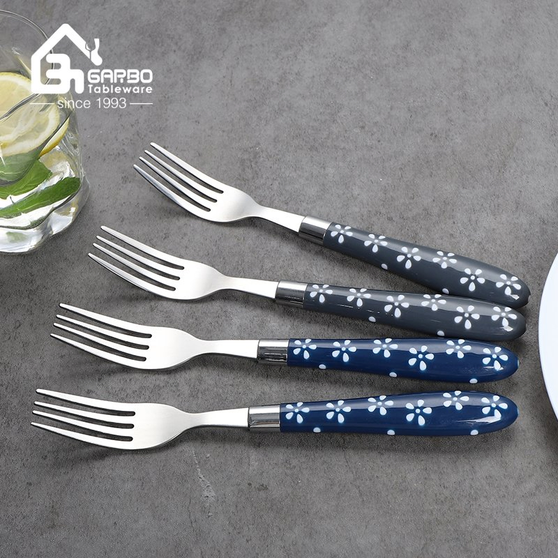 410ss Matt Polish Stainless Steel Fork with PP Plastic Handle Sinner Fork