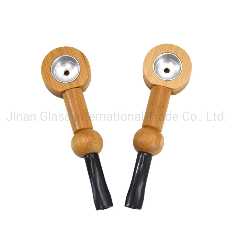 Tobacco Pipes Wood Pipe with Metal Bowl Glass Pipe Smoking Water Pipe
