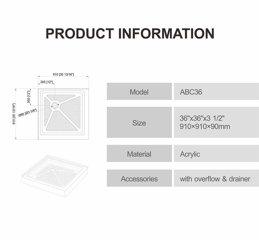 Hot Sale Anti-Slip Texture Freestanding Walk in Acrylic Shower Tray