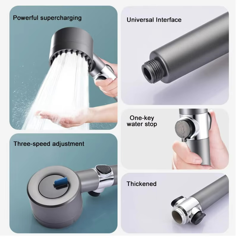 High Pressure 3-Mode with Massage Brushadjustable Spray Shower Head