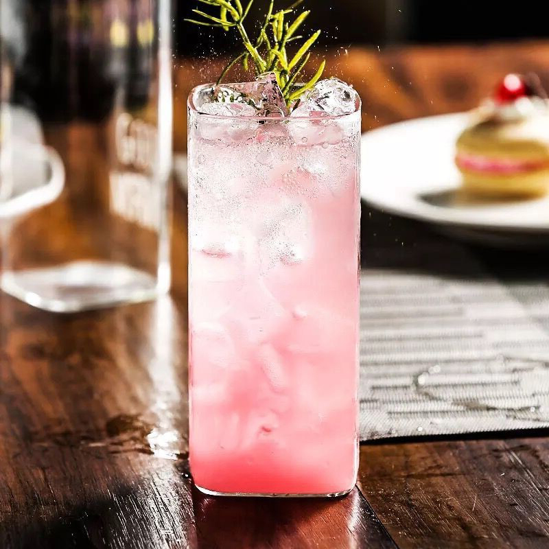 Simple Lightweight Square Cup Sparkling Wine Juice Cocktail Glass Transparent Glass Cup