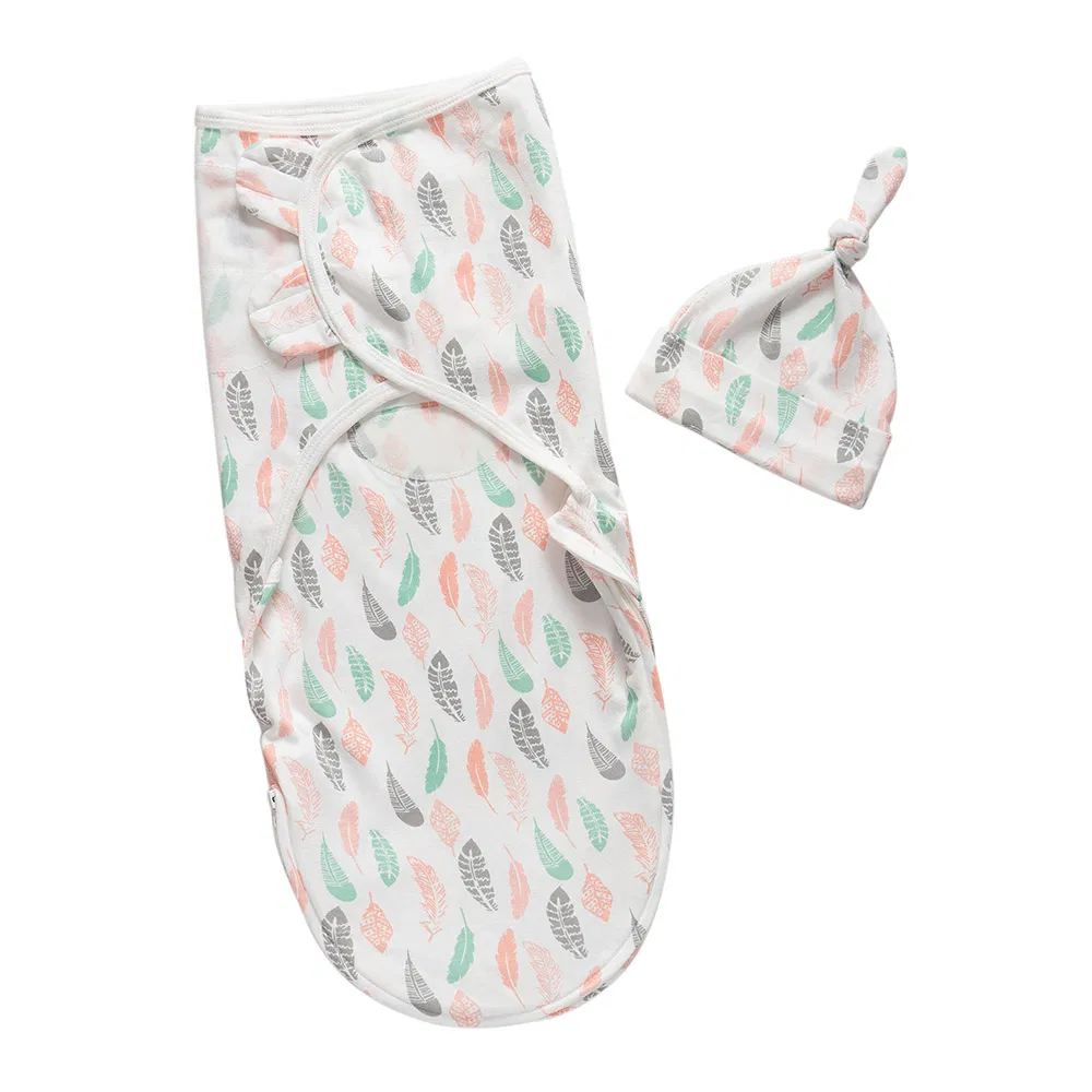 Adjustable Newborn Swaddle Wrap Infant Sleep Sacks Babies Pajamas with Hat