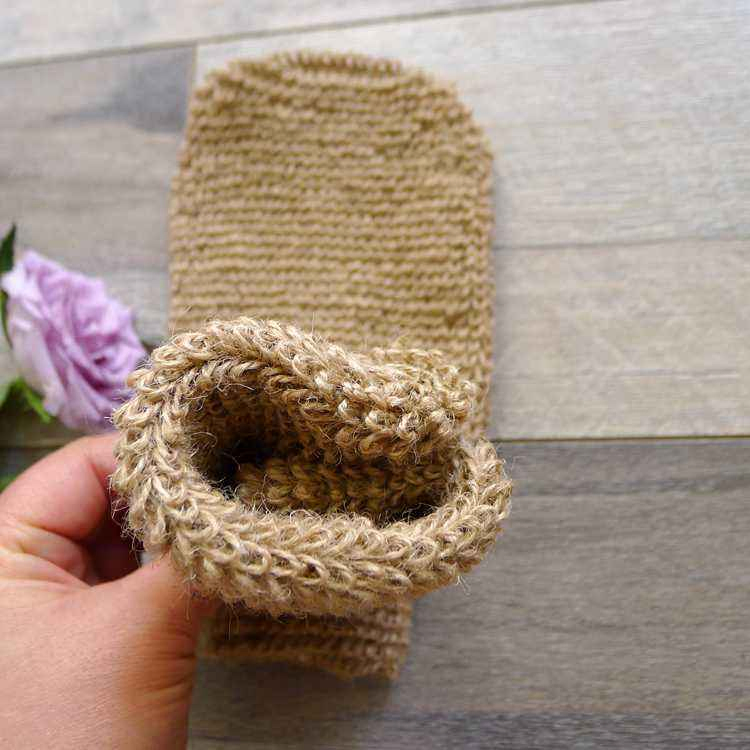 Eco Friendly Natural Sisal Hemp Exfoliating Bath Mitt Glove Jute Bath Sponge Scrubbing Hemp Glove