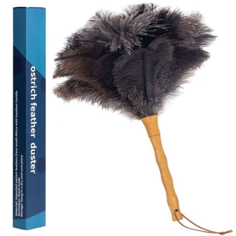 Wood Handle Reusable Fluffy Natural Cleaning Supplies Washable Ostrich Feather Duster